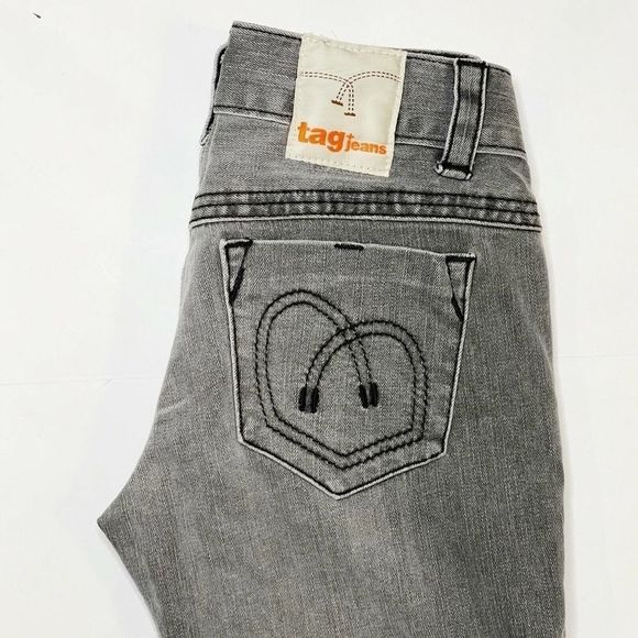 Tag Jeans SZ 26 Stretch Gray #6011 Stone Wash Mid Rise Straight Capsule Wardrobe - Picture 7 of 11